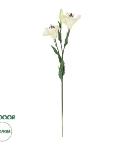 GloboStar® Artificial Garden WHITE LILY BRANCH 21310 Τεχνητό Διακοσμητικό Κλαδί Λευκό Κρίνο Y90cm