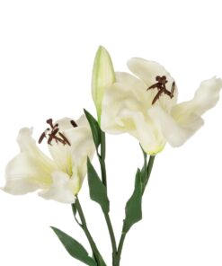 GloboStar® Artificial Garden WHITE LILY BRANCH 21310 Τεχνητό Διακοσμητικό Κλαδί Λευκό Κρίνο Y90cm