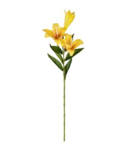 GloboStar® Artificial Garden YELLOW LILY BRANCH 21311 Τεχνητό Διακοσμητικό Κλαδί Κίτρινο Κρίνο Y72cm