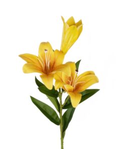 GloboStar® Artificial Garden YELLOW LILY BRANCH 21311 Τεχνητό Διακοσμητικό Κλαδί Κίτρινο Κρίνο Y72cm