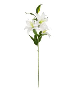 GloboStar® Artificial Garden WHITE LILY BRANCH 21312 Τεχνητό Διακοσμητικό Κλαδί Λευκό Κρίνο Y95cm