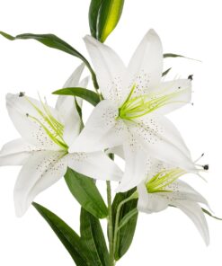 GloboStar® Artificial Garden WHITE LILY BRANCH 21312 Τεχνητό Διακοσμητικό Κλαδί Λευκό Κρίνο Y95cm