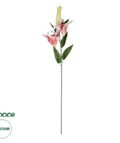 GloboStar® Artificial Garden PINK LILY BRANCH 21313 Τεχνητό Διακοσμητικό Κλαδί Ροζ Κρίνο Y106cm