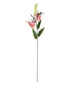 GloboStar® Artificial Garden PINK LILY BRANCH 21313 Τεχνητό Διακοσμητικό Κλαδί Ροζ Κρίνο Y106cm