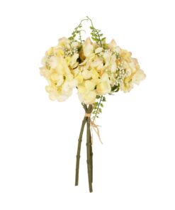 GloboStar® Artificial Garden YELLOW HYDRANGEA BOUQUET 21315 Τεχνητό Διακοσμητικό Μπουκέτο Κίτρινη Ορτανσία Y33cm