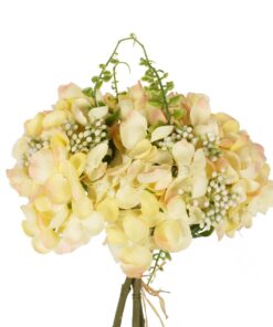 GloboStar® Artificial Garden YELLOW HYDRANGEA BOUQUET 21315 Τεχνητό Διακοσμητικό Μπουκέτο Κίτρινη Ορτανσία Y33cm