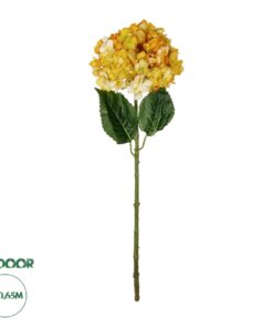 GloboStar® Artificial Garden YELLOW HYDRANGEA BRANCH 21317 Τεχνητό Διακοσμητικό Κλαδί Κίτρινη Ορτανσία Y65cm
