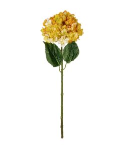 GloboStar® Artificial Garden YELLOW HYDRANGEA BRANCH 21317 Τεχνητό Διακοσμητικό Κλαδί Κίτρινη Ορτανσία Y65cm
