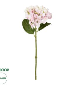GloboStar® Artificial Garden PINK HYDRANGEA BRANCH 21318 Τεχνητό Διακοσμητικό Κλαδί Ροζ Ορτανσία Y48cm