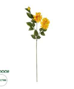 GloboStar® Artificial Garden ORANGE DHALIA BRANCH 21324 Τεχνητό Διακοσμητικό Πορτοκαλί Κλαδί Ντάλια Y115cm