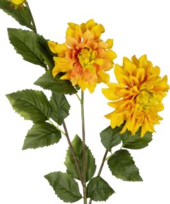 GloboStar® Artificial Garden ORANGE DHALIA BRANCH 21324 Τεχνητό Διακοσμητικό Πορτοκαλί Κλαδί Ντάλια Y115cm