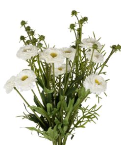 GloboStar® Artificial Garden WHITE CHRYSANTHEMUM BOUQUET 21330 Τεχνητό Διακοσμητικό Μπουκέτο Λευκό Χρυσάνθεμο Y50cm