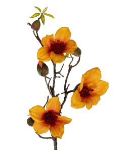 GloboStar® Artificial Garden ORANGE KAPOK BRANCH 21331 Τεχνητό Διακοσμητικό Κλαδί Πορτοκαλί Καποκ Y92cm