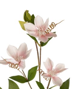 GloboStar® Artificial Garden PALE PINK CLEMANTIS BRANCH 21332 Τεχνητό Διακοσμητικό Κλαδί Ροζ Κλημεντίνα Y80cm