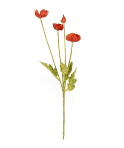 GloboStar® Artificial Garden RED POPPY BRANCH 21333 Τεχνητό Διακοσμητικό Κλαδί Παπαρούνα Κόκκινη Y50cm