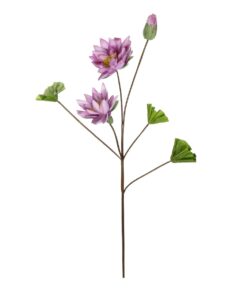 GloboStar® Artificial Garden PINK LOTUS BRANCH 21335 Τεχνητό Διακοσμητικό Ροζ Κλαδί Λωτός Y120cm