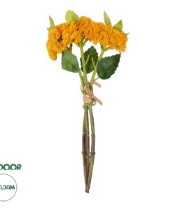 GloboStar® Artificial Garden ORANGE SEDUM BOUQUET 21346 Τεχνητό Διακοσμητικό Μπουκέτο Πορτοκαλί Σέδο Y30cm