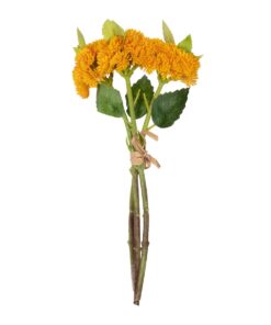 GloboStar® Artificial Garden ORANGE SEDUM BOUQUET 21346 Τεχνητό Διακοσμητικό Μπουκέτο Πορτοκαλί Σέδο Y30cm