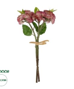 GloboStar® Artificial Garden HOT PINK SEDUM BOUQUET 21347 Τεχνητό Διακοσμητικό Μπουκέτο Ροζ Σέδο Y30cm