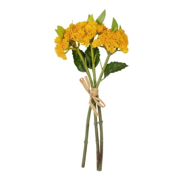 GloboStar® Artificial Garden YELLOW SEDUM BOUQUET 21348 Τεχνητό Διακοσμητικό Μπουκέτο Κίτρινο Σέδο Y30cm
