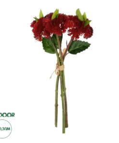 GloboStar® Artificial Garden RED SEDUM BOUQUET 21349 Τεχνητό Διακοσμητικό Μπουκέτο Κόκκινο Σέδο Y30cm