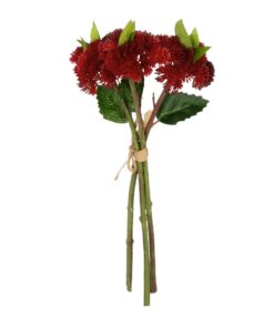 GloboStar® Artificial Garden RED SEDUM BOUQUET 21349 Τεχνητό Διακοσμητικό Μπουκέτο Κόκκινο Σέδο Y30cm