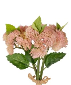 GloboStar® Artificial Garden SALMON PINK SEDUM BOUQUET 21350 Τεχνητό Διακοσμητικό Μπουκέτο Ροζ Σέδο Y30cm