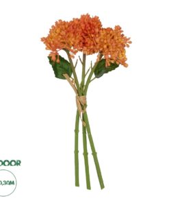 GloboStar® Artificial Garden ORANGE HYACINTH BOUQUET 21357 Τεχνητό Διακοσμητικό Μπουκέτο Πορτοκαλί Υάκυνθος Y30cm