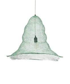 GloboStar® KENTUCKY 01894 Vintage Κρεμαστό Φωτιστικό Πλέγμα Μονόφωτο 1 x E27 IP20 Τιρκουάζ Μέταλλο – Μ60 x Π60 x Υ52cm