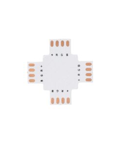 GloboStar® 70709 Connector + Σταυρός για RGB Ταινίες LED 7.2 & 14.4 Watt – Μ3 x Π3 x Υ0.1cm