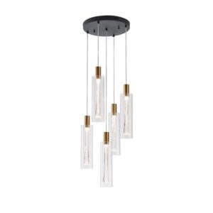 ΦΩΤΙΣΤΙΚΟ ΚΡΕΜΑΣΤΟ ΓΥΑΛΙ 5ΦΩΤΟ 38W 3000K 4400Lm Φ350x1930mm ARTE ILLUMINA VIAL