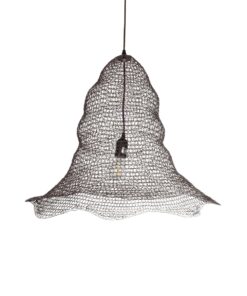 GloboStar® KENTUCKY 01893 Vintage Κρεμαστό Φωτιστικό Πλέγμα Μονόφωτο 1 x E27 IP20 Καφέ Μέταλλο – Μ60 x Π60 x Υ52cm