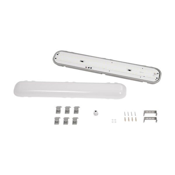GLOBOSTAR® EMERGANO 60179 60cm Γραμμικό Βιομηχανικό Φωτιστικό Tri-Proof Τεχνολογίας Emergency με Ενσωματωμένη Μπαταρία Li-Ion 3.7V 2600mAH & Αυτονομία 3 Ώρες LED 24W 2880lm 120° AC 220-240V Αδιάβροχο IP65 Ψυχρό Λευκό 6000K – LUMILEDs SMD Chip & TÜV SÜD Driver – Γκρι με Γαλακτερό Κάλυμμα Πλαστικό PC – Μ60 x Π10.5 x Υ8cm – 5 Χρόνια Εγγύση