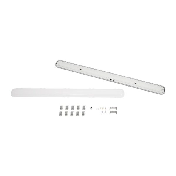 GLOBOSTAR® EMERGANO 60180 120cm Γραμμικό Βιομηχανικό Φωτιστικό Tri-Proof Τεχνολογίας Emergency με Ενσωματωμένη Μπαταρία Li-Ion 3.7V 5000mAH & Αυτονομία 3 Ώρες LED 48W 5760lm 120° AC 220-240V Αδιάβροχο IP65 Ψυχρό Λευκό 6000K – LUMILEDs SMD Chip & TÜV SÜD Driver – Γκρι με Γαλακτερό Κάλυμμα Πλαστικό PC – Μ120 x Π10.5 x Υ8cm – 5 Χρόνια Εγγύση