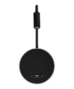 GloboStar® GOOSE 61695 Φωτιστικό Τοίχου – Απλίκα LED 6W 600lm 36° AC 220-240V IP20 – Reading Light & 360° Κρυφός Φωτισμός – Φορτιστής USB 3A – Θερμό Λευκό 2700K Μαύρο – Μ15.5 x Π22.5 x Υ30cm – 5 Xρόνια Εγγύηση