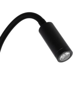 GloboStar® GOOSE 61695 Φωτιστικό Τοίχου – Απλίκα LED 6W 600lm 36° AC 220-240V IP20 – Reading Light & 360° Κρυφός Φωτισμός – Φορτιστής USB 3A – Θερμό Λευκό 2700K Μαύρο – Μ15.5 x Π22.5 x Υ30cm – 5 Xρόνια Εγγύηση