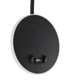 GloboStar® GOOSE 61695 Φωτιστικό Τοίχου – Απλίκα LED 6W 600lm 36° AC 220-240V IP20 – Reading Light & 360° Κρυφός Φωτισμός – Φορτιστής USB 3A – Θερμό Λευκό 2700K Μαύρο – Μ15.5 x Π22.5 x Υ30cm – 5 Xρόνια Εγγύηση