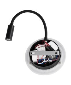GloboStar® GOOSE 61695 Φωτιστικό Τοίχου – Απλίκα LED 6W 600lm 36° AC 220-240V IP20 – Reading Light & 360° Κρυφός Φωτισμός – Φορτιστής USB 3A – Θερμό Λευκό 2700K Μαύρο – Μ15.5 x Π22.5 x Υ30cm – 5 Xρόνια Εγγύηση