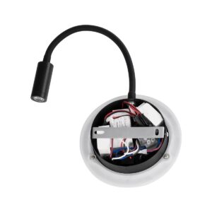 GloboStar® GOOSE 61695 Φωτιστικό Τοίχου – Απλίκα LED 6W 600lm 36° AC 220-240V IP20 – Reading Light & 360° Κρυφός Φωτισμός – Φορτιστής USB 3A – Θερμό Λευκό 2700K Μαύρο – Μ15.5 x Π22.5 x Υ30cm – 5 Xρόνια Εγγύηση