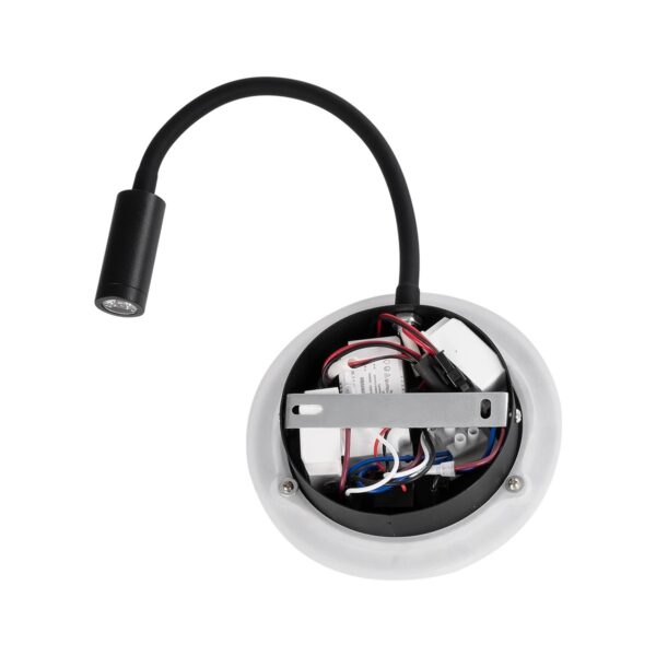 GloboStar® GOOSE 61695 Φωτιστικό Τοίχου – Απλίκα LED 6W 600lm 36° AC 220-240V IP20 – Reading Light & 360° Κρυφός Φωτισμός – Φορτιστής USB 3A – Θερμό Λευκό 2700K Μαύρο – Μ15.5 x Π22.5 x Υ30cm – 5 Xρόνια Εγγύηση