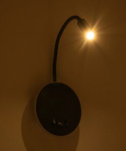 GloboStar® GOOSE 61695 Φωτιστικό Τοίχου – Απλίκα LED 6W 600lm 36° AC 220-240V IP20 – Reading Light & 360° Κρυφός Φωτισμός – Φορτιστής USB 3A – Θερμό Λευκό 2700K Μαύρο – Μ15.5 x Π22.5 x Υ30cm – 5 Xρόνια Εγγύηση