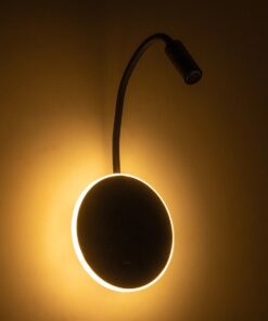 GloboStar® GOOSE 61695 Φωτιστικό Τοίχου – Απλίκα LED 6W 600lm 36° AC 220-240V IP20 – Reading Light & 360° Κρυφός Φωτισμός – Φορτιστής USB 3A – Θερμό Λευκό 2700K Μαύρο – Μ15.5 x Π22.5 x Υ30cm – 5 Xρόνια Εγγύηση