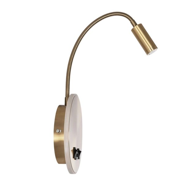 GloboStar® GOOSE 61697 Φωτιστικό Τοίχου – Απλίκα LED 6W 600lm 36° AC 220-240V IP20 – Reading Light & 360° Κρυφός Φωτισμός – Φορτιστής USB 3A – Θερμό Λευκό 2700K Χρυσό Βούρτσας – Μ15.5 x Π22.5 x Υ30cm – 5 Xρόνια Εγγύηση