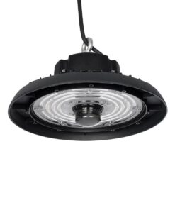 GLOBOSTAR® INDUSTRY 61704 Βιομηχανικό Φωτιστικό Καμπάνα High Bay UFO Τεχνολογίας Smart Group Linkable Control System 2.4Ghz με Αισθητήρα Κίνησης Microwave LED 100W 15000lm SDCM<5 90° AC 85-265V Αδιάβροχο IP65 IK08 Φυσικό Λευκό 5000K - 175 x Sanan Opto SMD Chip & TÜV SÜD Driver - Μαύρο Χυτό Αλουμίνιο - Μ26.5 x Π26.5 x Υ15cm - 5 Χρόνια Εγγύηση