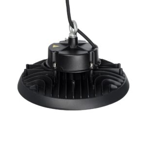 GLOBOSTAR® INDUSTRY 61704 Βιομηχανικό Φωτιστικό Καμπάνα High Bay UFO Τεχνολογίας Smart Group Linkable Control System 2.4Ghz με Αισθητήρα Κίνησης Microwave LED 100W 15000lm SDCM<5 90° AC 85-265V Αδιάβροχο IP65 IK08 Φυσικό Λευκό 5000K - 175 x Sanan Opto SMD Chip & TÜV SÜD Driver - Μαύρο Χυτό Αλουμίνιο - Μ26.5 x Π26.5 x Υ15cm - 5 Χρόνια Εγγύηση