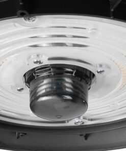 GLOBOSTAR® INDUSTRY 61705 Βιομηχανικό Φωτιστικό Καμπάνα High Bay UFO Τεχνολογίας Smart Group Linkable Control System 2.4Ghz με Αισθητήρα Κίνησης Microwave LED 150W 22500lm SDCM<5 90° AC 85-265V Αδιάβροχο IP65 IK08 Φυσικό Λευκό 5000K - 275 x Sanan Opto SMD Chip & TÜV SÜD Driver - Μαύρο Χυτό Αλουμίνιο - Μ26.5 x Π26.5 x Υ15cm - 5 Χρόνια Εγγύηση