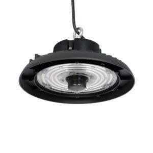 GLOBOSTAR® INDUSTRY 61705 Βιομηχανικό Φωτιστικό Καμπάνα High Bay UFO Τεχνολογίας Smart Group Linkable Control System 2.4Ghz με Αισθητήρα Κίνησης Microwave LED 150W 22500lm SDCM<5 90° AC 85-265V Αδιάβροχο IP65 IK08 Φυσικό Λευκό 5000K - 275 x Sanan Opto SMD Chip & TÜV SÜD Driver - Μαύρο Χυτό Αλουμίνιο - Μ26.5 x Π26.5 x Υ15cm - 5 Χρόνια Εγγύηση