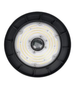 GLOBOSTAR® INDUSTRY 61705 Βιομηχανικό Φωτιστικό Καμπάνα High Bay UFO Τεχνολογίας Smart Group Linkable Control System 2.4Ghz με Αισθητήρα Κίνησης Microwave LED 150W 22500lm SDCM<5 90° AC 85-265V Αδιάβροχο IP65 IK08 Φυσικό Λευκό 5000K - 275 x Sanan Opto SMD Chip & TÜV SÜD Driver - Μαύρο Χυτό Αλουμίνιο - Μ26.5 x Π26.5 x Υ15cm - 5 Χρόνια Εγγύηση