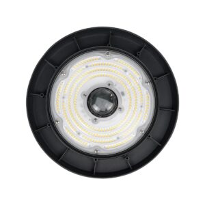 GLOBOSTAR® INDUSTRY 61705 Βιομηχανικό Φωτιστικό Καμπάνα High Bay UFO Τεχνολογίας Smart Group Linkable Control System 2.4Ghz με Αισθητήρα Κίνησης Microwave LED 150W 22500lm SDCM<5 90° AC 85-265V Αδιάβροχο IP65 IK08 Φυσικό Λευκό 5000K - 275 x Sanan Opto SMD Chip & TÜV SÜD Driver - Μαύρο Χυτό Αλουμίνιο - Μ26.5 x Π26.5 x Υ15cm - 5 Χρόνια Εγγύηση