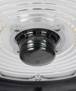 GLOBOSTAR® INDUSTRY 61706 Βιομηχανικό Φωτιστικό Καμπάνα High Bay UFO Τεχνολογίας Smart Group Linkable Control System 2.4Ghz με Αισθητήρα Κίνησης Microwave LED 200W 30000lm SDCM<5 90° AC 85-265V Αδιάβροχο IP65 IK08 Φυσικό Λευκό 5000K - 338 x Sanan Opto SMD Chip & TÜV SÜD Driver - Μαύρο Χυτό Αλουμίνιο - Μ30 x Π30 x Υ16cm - 5 Χρόνια Εγγύηση